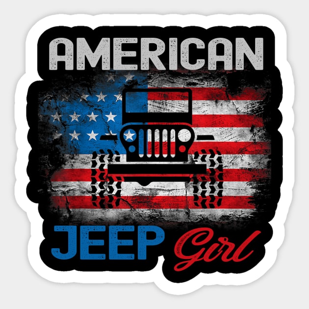 American Jeep Girl USA Flag Jeep Sticker by Oska Like